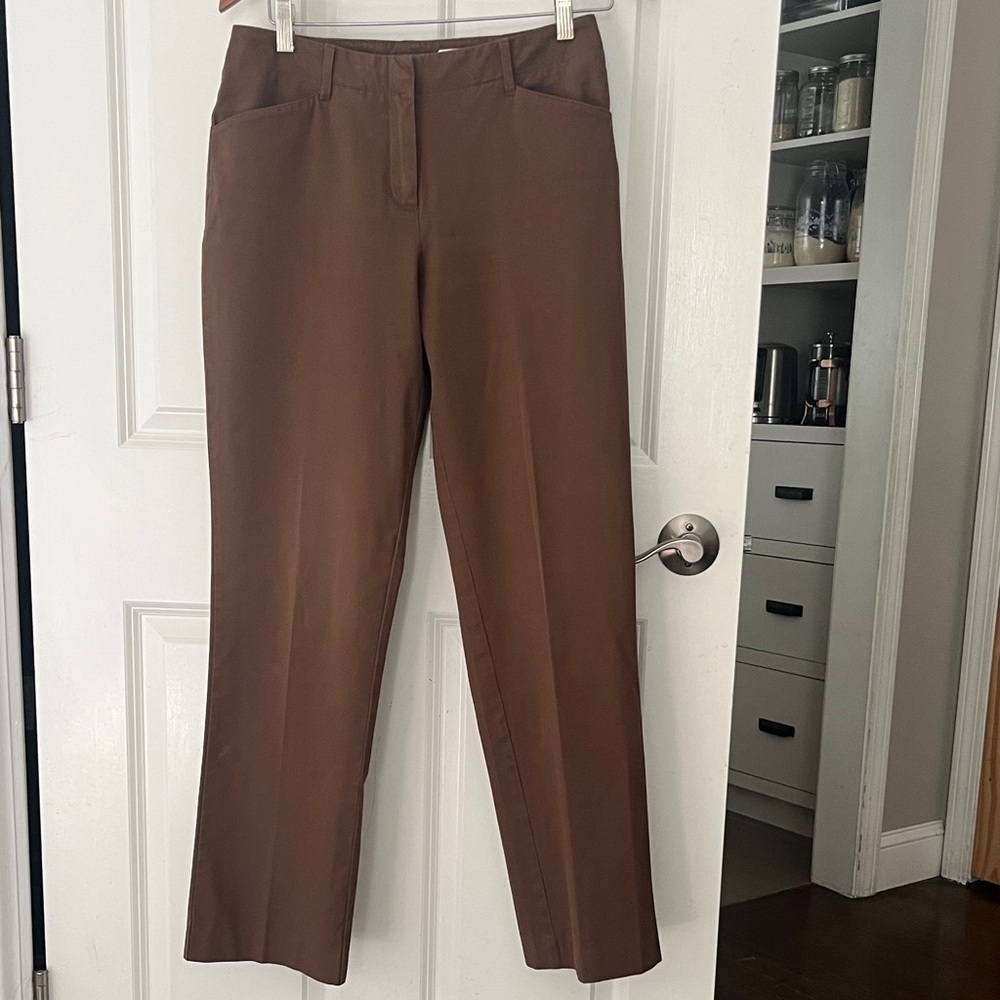 J. Jill Brown Cotton Straight Leg Pants w/ stretch sz 4